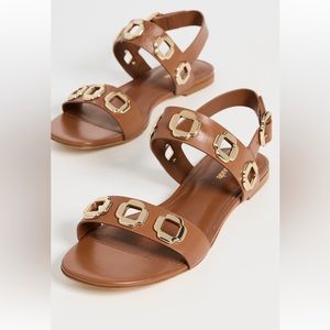 Larroude Milan Hardware Sandals, Brown, Size 7, Brand New